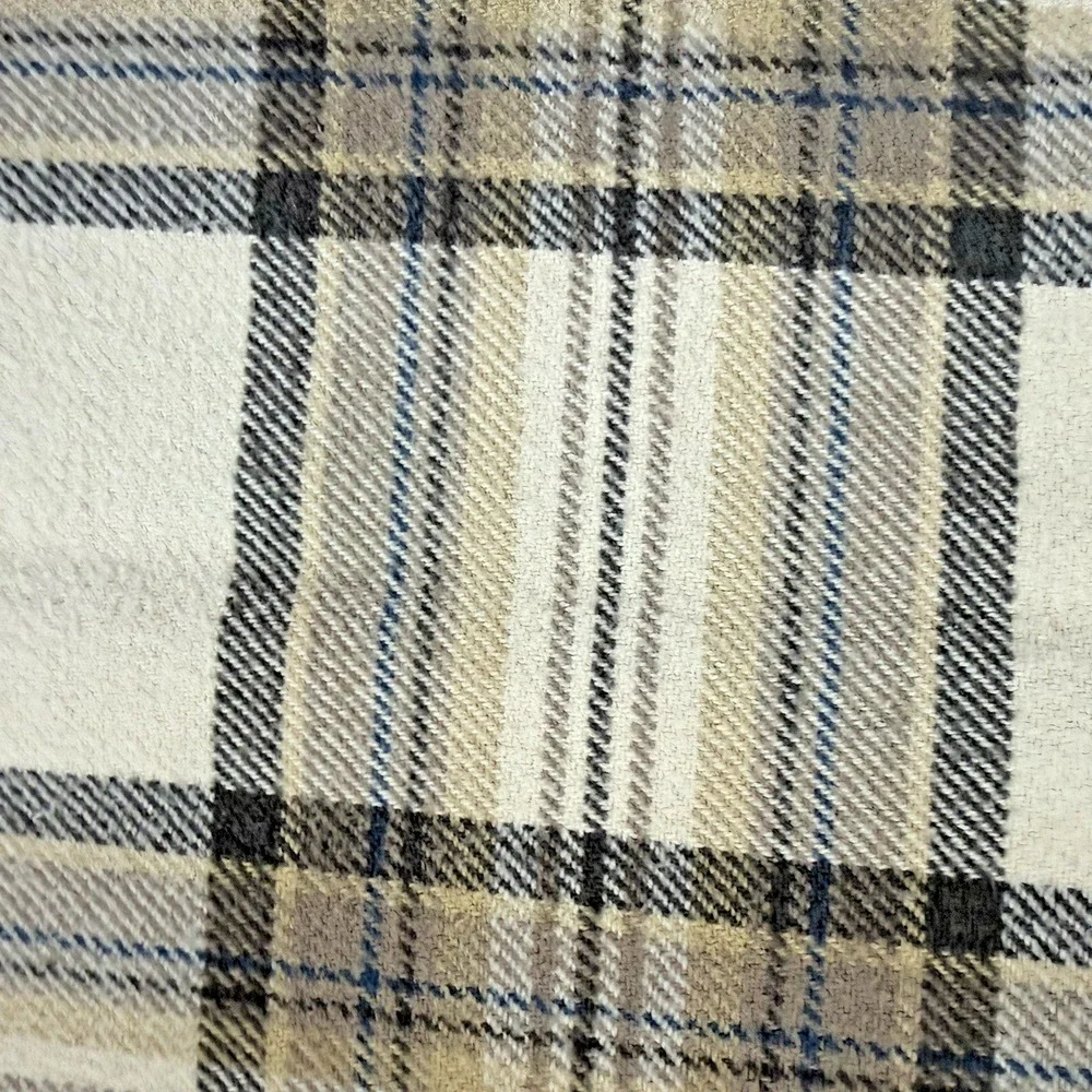 Lauren Ralph Lauren Plaid Tartan Throw Blanket Cream  100% Cotton 52 x 66 LRL